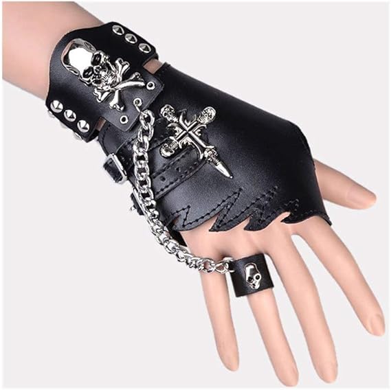 Amazon Co Jp 手袋 メンズハーフフィンガーグローブパンクロックストリートダンスグローブ 冬の手袋 Color Black Left Hand 服 ファッション小物