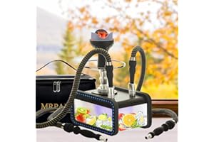 MRPAPA Modern Acrylic Cuboid Hookah Set with LED Light & 2 Leather Hoses – Portable Complete Shisha Kit for Travel, Parties, Summer – Includes Case & Accessories