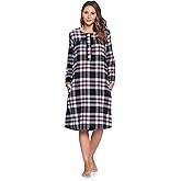 Ashford & Brooks Women's Flannel Plaid Long Sleeve Nightgown Sleepwear
