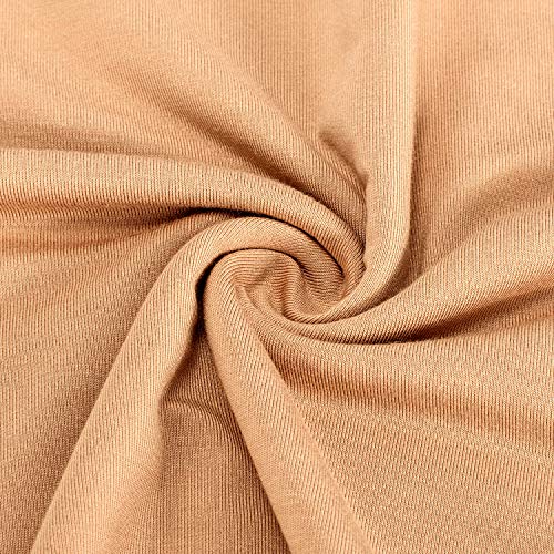 EaseWay Women's Basic Adjustable Spaghetti Strap Cami Under Mini Dress Camel - Thumbnail 4