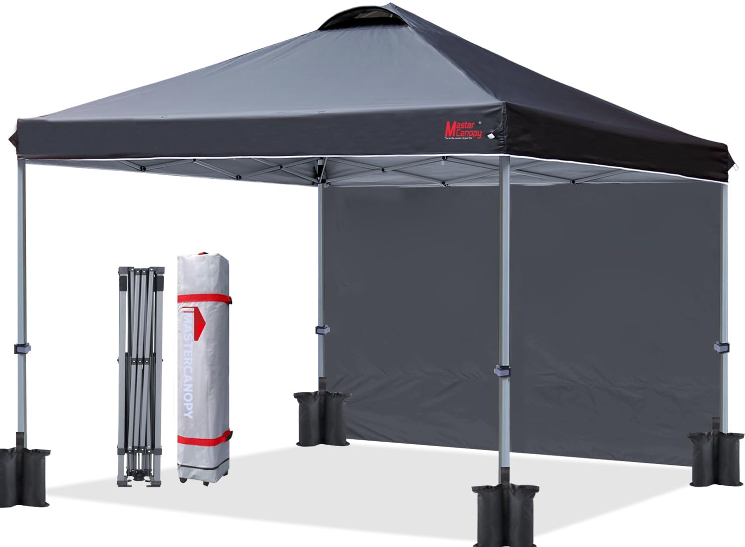 Photo 1 of *Minor Damaged - Check clerk notes*
MASTERCANOPY Durable Pop-up Canopy Tent with 1 Sidewall (12x12 ft, Black)
