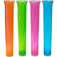 Party Essentials Hard Plastic 1.5 Ounce Tube Shots, Pack of 15, Assorted Neon
