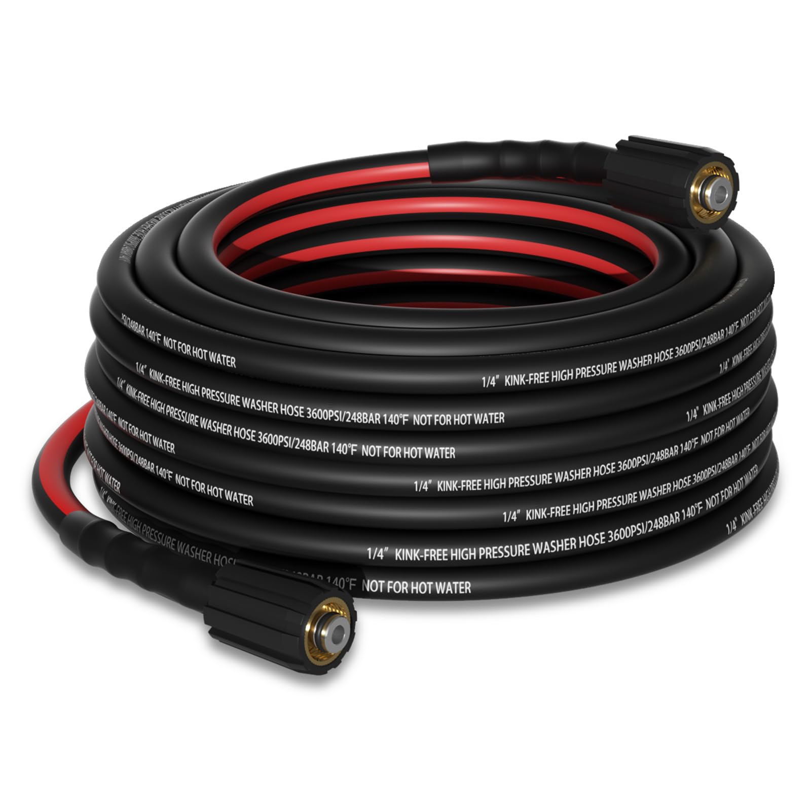 Photo 1 of Flexible Pressure Washer Hose 25 FT, 3600 PSI Kink Resistant Power Washer Hose Replacement, 1/4" electric Washer Hose Extension With M22 Solid Brass Fitting