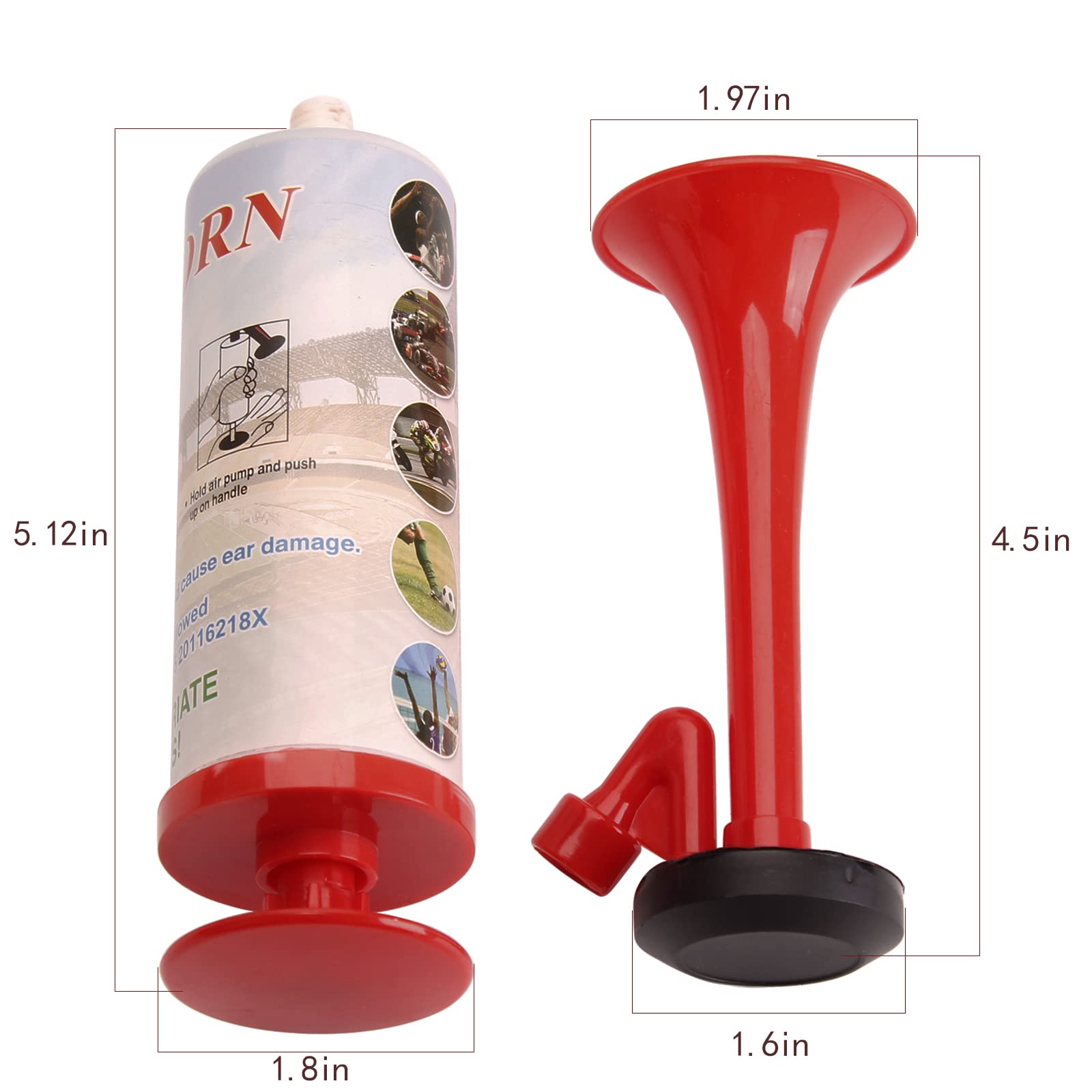 Handheld Pump Air Horn, Banhao Warning Cheering Horns Sports Events Loud Noise Maker Safety for Boats Cars Party Graduation Aggressive Animals