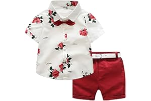 CIYCUIT Toddler Baby Boys Summer Print Shirt Outfits Clothes Short Sleeve Button Down Tops + Shorts Set