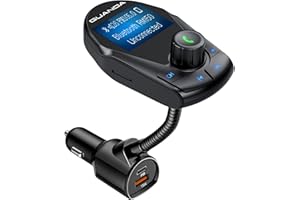 GUANDA TECHNOLOGIES CO., LTD. Bluetooth Transmitter Car Bluetooth Adapter, FM Transmitter Wireless Radio Adapter Kit 1.44" Display, MP3 Music Player, PD 30W Dual USB Port Charger Compatible for All Smartphones, Samsung Galaxy, LG