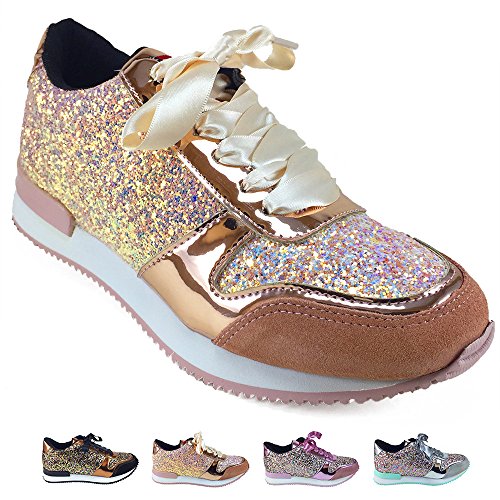Barcelonetta women glitter fashion sneakers tennis shoe…