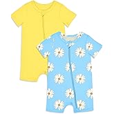 Jimonda Baby Rompers Cotton Baby Boys Baby Girls Short Sleeve Sleepers Pjs Two Way Zipper One-piece Neutral Sleep and Play
