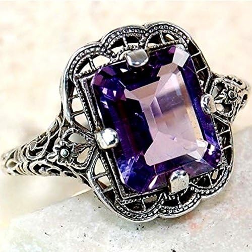 Huge Natural 3.5Ct Tanzanite 925 Silver Ring Women Wedding Engagement Size(6-10) (9, Purple)