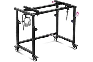 Liquid Stands Piano Keyboard Stand - Electric Piano Stand for 49 54 61 88 Key - Piano Desk Music Stand Production - Piano Table Synth Stand Rolling Home Recording Studio Workstation DJ Keyboard Table