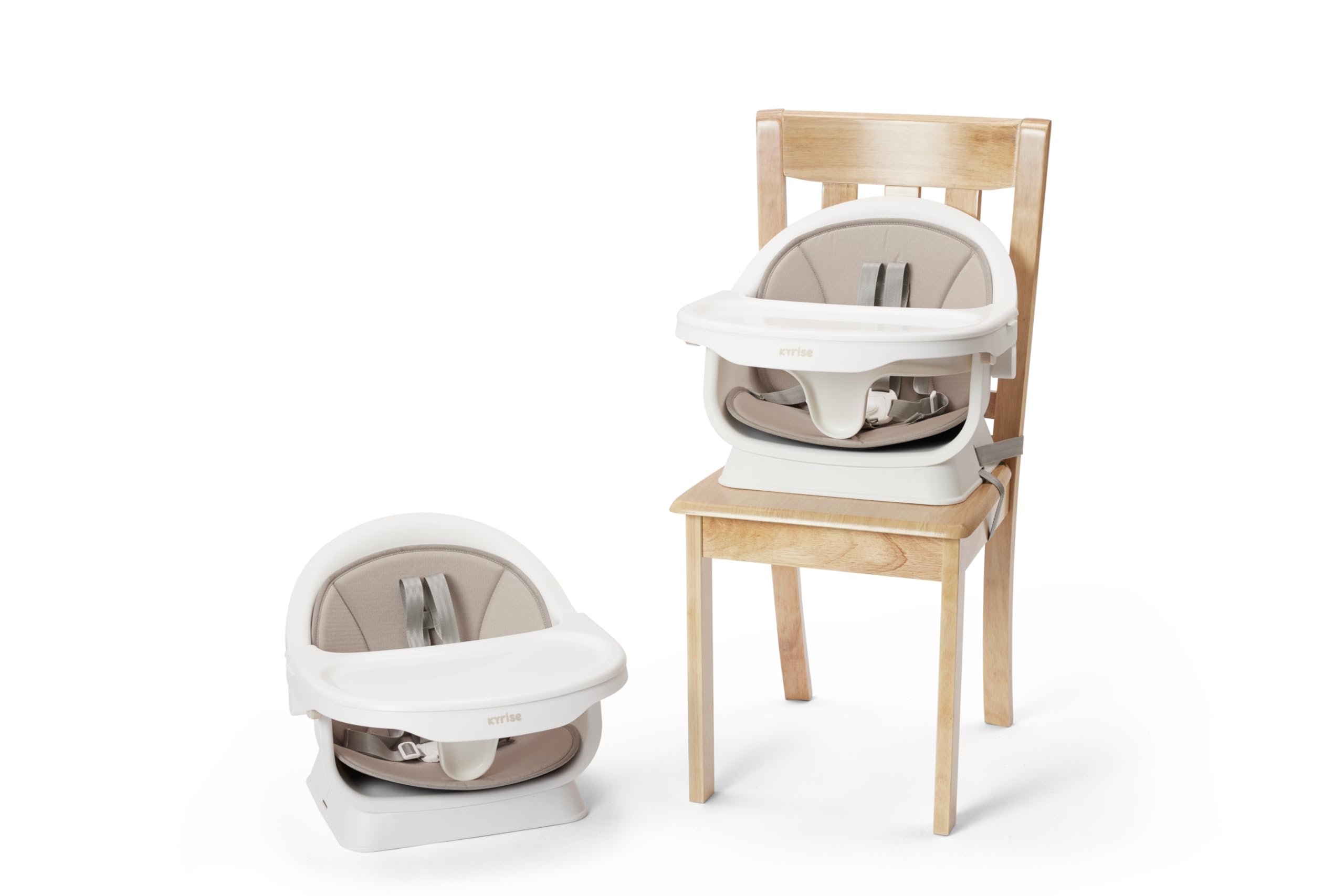 Kyrise 5-in-1 High Chair for Baby & Toddler - Convertible Baby Dining Seat - Portable Floor/Booster Seat - Adjustable Tray w. Cover - 5-Point Harness - Building Block Table & Chair - Stool (White)