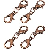 uxcell Bracelet Extender, 4Pcs - Double Lobster Claw Clasps Necklace Extenders, Connector Extension Clasp and Closure for DIY Making Jewelry Chain (25mm/0.98", Retro Red Copper)