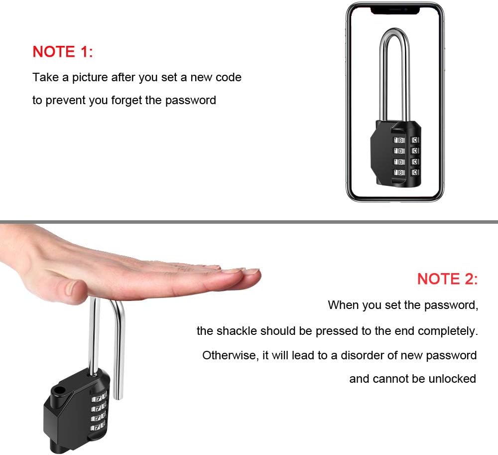 Disecu 4 Digit Combination Lock 2.5 Inch Long Shackle and Outdoor Waterproof Resettable Padlock for Gym Locker, Hasp Cabinet, Gate, Fence, Toolbox (Black, Pack of 2) - - 