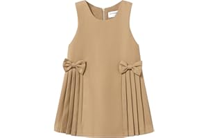 Mud Kingdom Girl School Uniform Jumper with Bow Dress Cotton Back to School