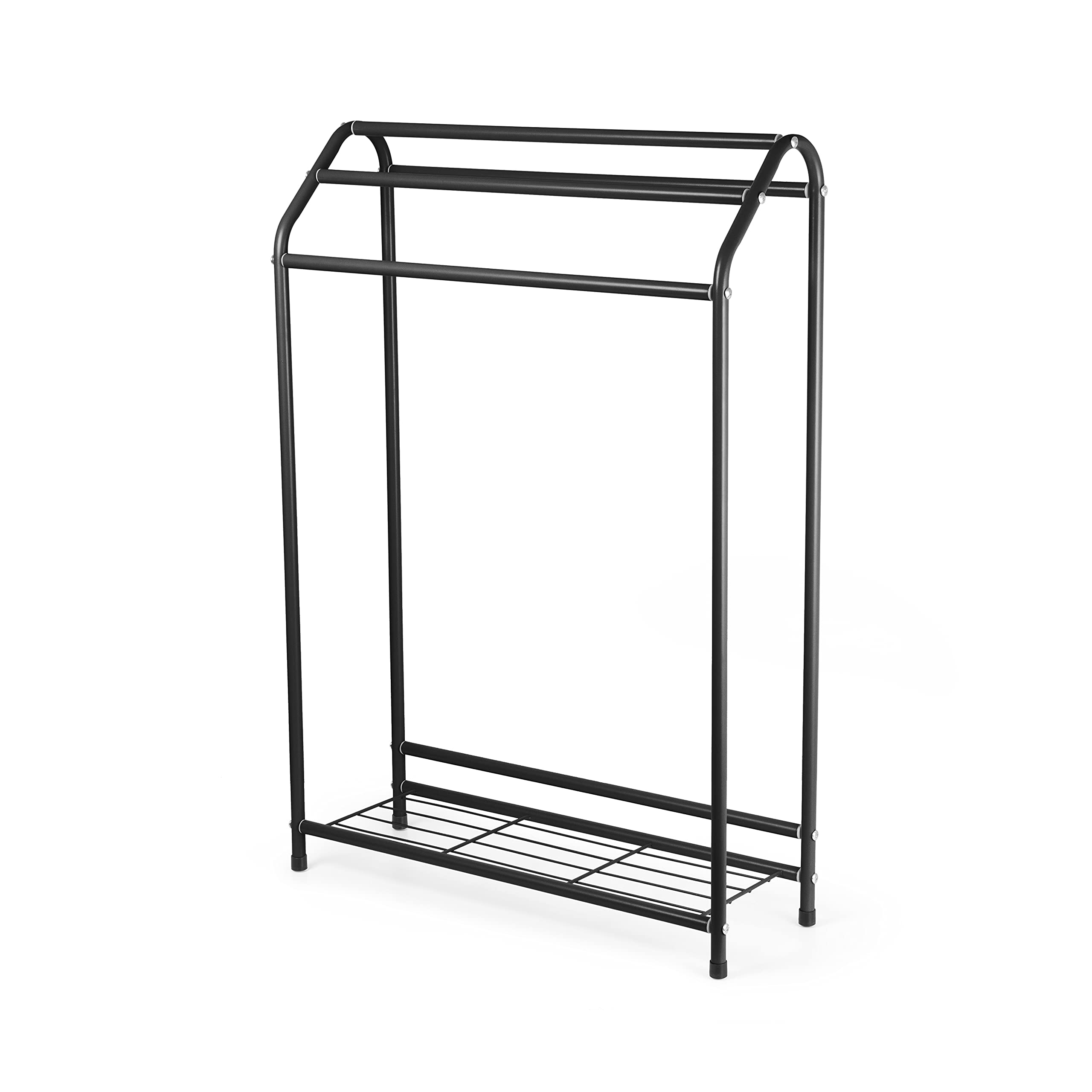 Compactor Freestanding Bathroom Towel Holder Rail, Metal, 60.8 x 20 x 86.5cm, Grena Range, Black, RAN10860