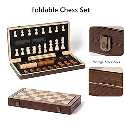 Chess Set 15'' Chess Board Wooden Magnetic Folding