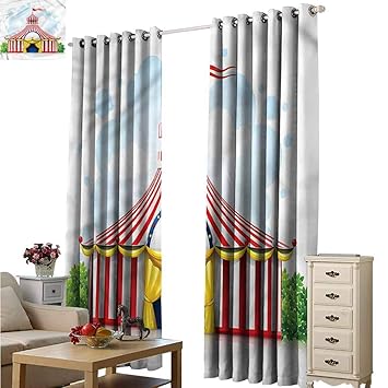 Amazon Com Kids Curtains Circus Striped Tent With Flag Great For