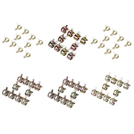60 x Federklemme Kraftstoffschlauch Linie Wasser Rohr Luft Rohrschellen Fastener  6-15mm Durchmesser 6 Größen