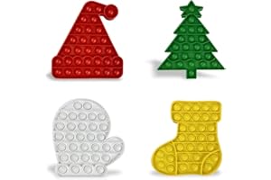 Jofan 4 Pack Christmas Fidget Sensory Pop Toys Pack for Kids Girls Boys Toddlers Christmas Stocking Stuffers Party Favors Gifts Stress Relief