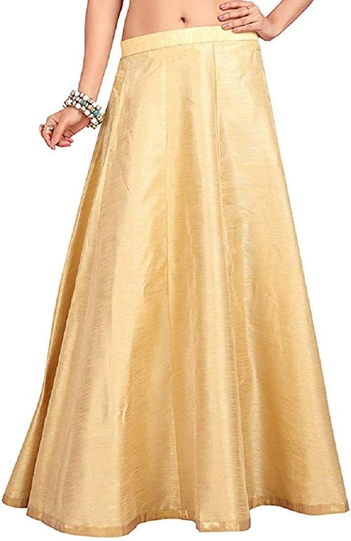 Women's Skirt: Long Silk Indo Western Traditional Skirt (Free Size: Fits Upto 36 Waist Size)