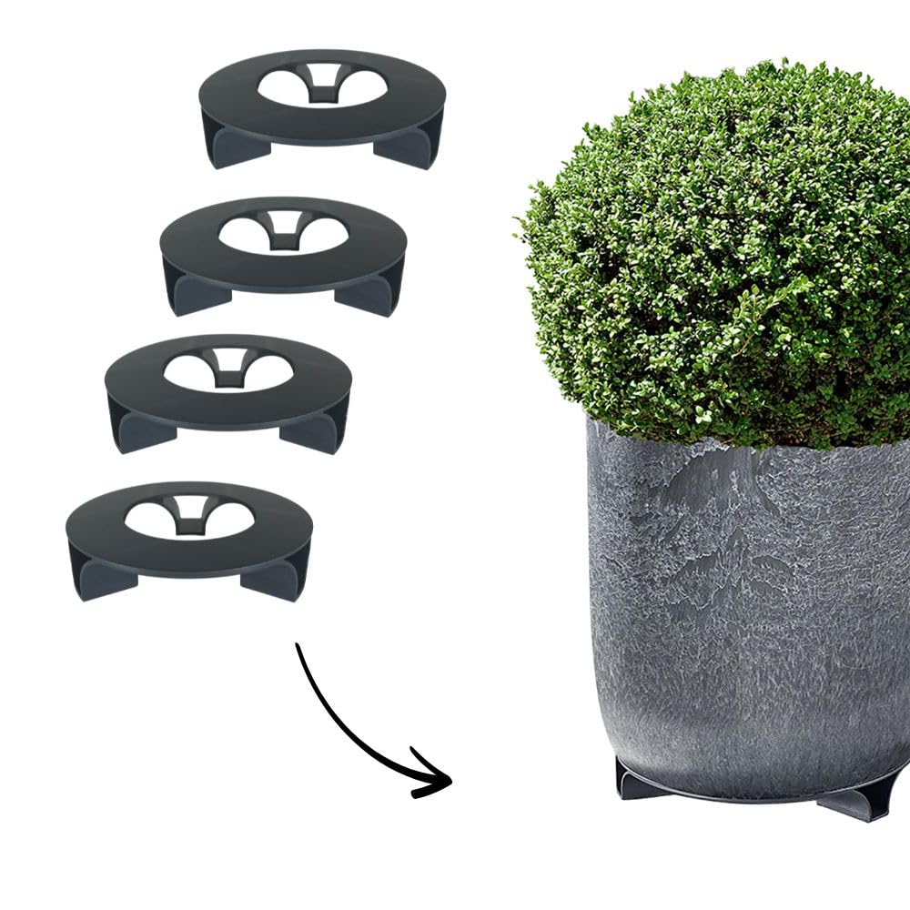 terraced® - Set of 4 - Flower Pot Saucers - Colour: Anthracite - Round - 16 cm Diameter - Saucer Flower Pot - Recycled Material - Made in Germany