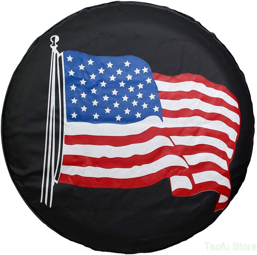 Tsofu Spare Tire Cover PVC Leather Waterproof Dust-Proof Universal Spare Wheel Tire Cover Fit for Jeep,Trailer, RV, SUV and Many Vehicle 14" 15" 16" 17" DIY (16" for Diameter 29"-31")