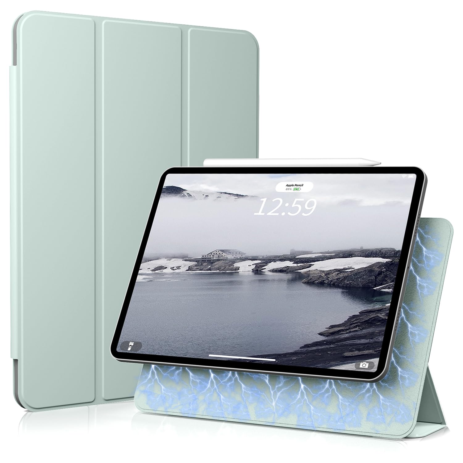 ZOYU Case for iPad Pro 11 Inch 4th/3rd/2nd/1st Generation 2022/2021/2020/2018, Magnetic Attachment Smart Cover [Supports 2nd Gen Pencil Charging] Trifold Stand, Auto Sleep/Wake, Green