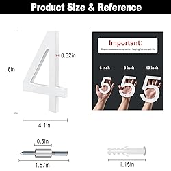 6 Inch Self-adhesive House Numbers, Modern Floating