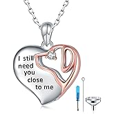EJALEN 925-Sterling-Silver Cremation Pet Urn Necklace for Ashes for Dog - Heart Urn Dog Necklaces Pet Memorial Keepsake Memory Pendant Jewelry Gifts