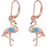 PEIMKO 925 Sterling Silver Turquoise Exquisite Flamingo Dangle Earrings Boho Style Drop Earrings Jewelry Gifts for Women Mother