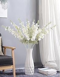 ICBOX 8PCS White Delphinium Artificial Flowers