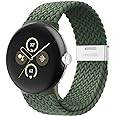 BandRain Stretchy Braided Bands Compatible with Google Pixel Watch 3 Band 41mm/Pixel Watch 2 Band/Google Pixel Watch Band - Upgraded Connector - Elastic Nylon Breathable Sport Straps for Women Men