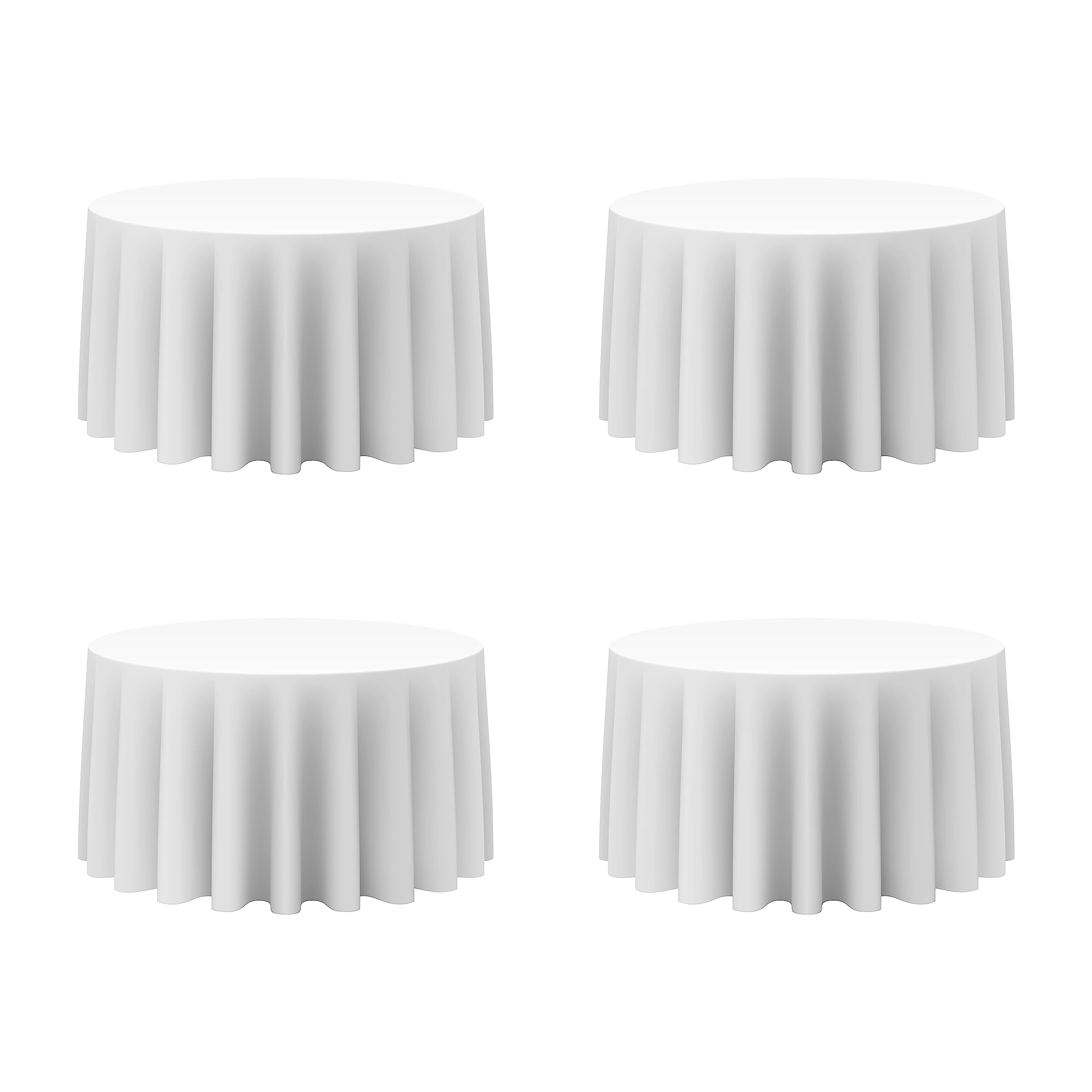 Photo 1 of BRILLMAX 4 Pack White Round Tablecloths 120 Inch - Circle Bulk Linen Polyester Fabric Washable Table Cloth Cover for Wedding Reception Banquet Birthday Party Buffet Restaurant