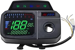 KAOLALI Digital Speedometer for Motorcycles, Multi-Function LCD Motorcycle Speedometer Tachometer Cluster Gauge Assembly with RPM AX 100 100cc Oil Level Meter Fit for Suzuki Ax100 Max100