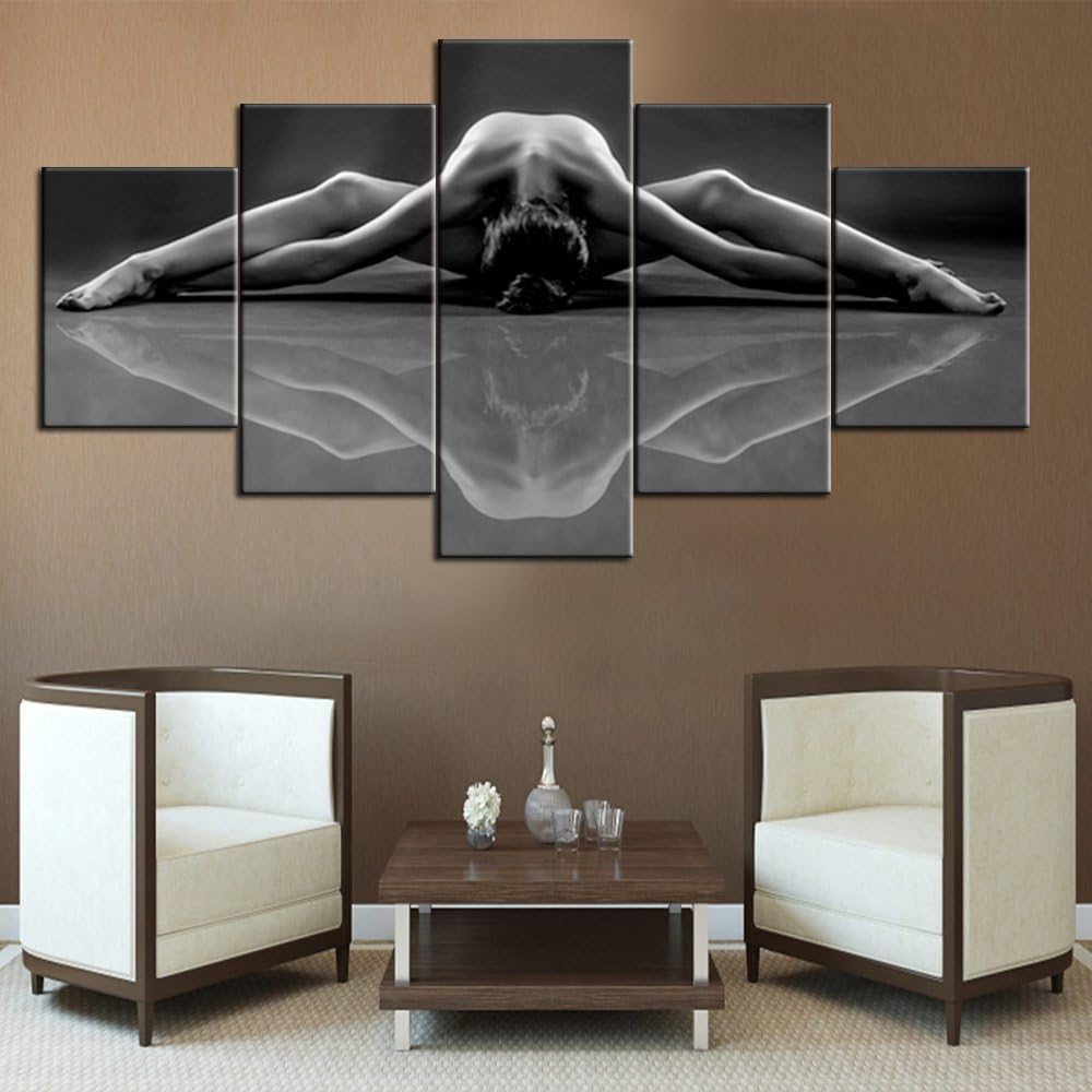 5 Panel Wall Art Modern Artwork Giclee Framed Gallery-wrapped Ready to Hang(60''Wx32''H)