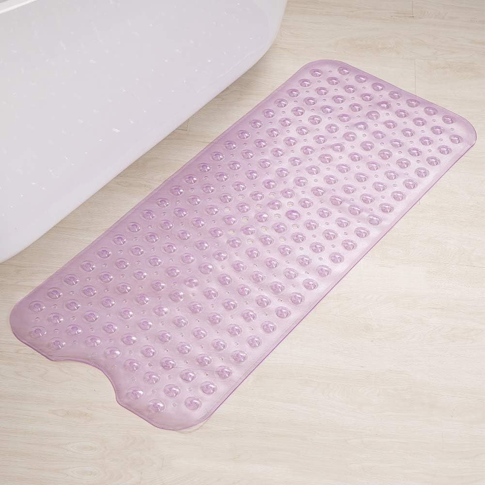 AmazerBath Bath Tub Mat, Extra Long 39 x 16 Inches Non-Slip Shower Mats with Suction Cups and Drain Holes, Bathtub Mats Bathroom Mats Machine Washable (Clear Purple): Home & Kitchen