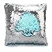Haperlare 16 X 16 inch Blue Sequin Pillow Cover Mermaid Sequin Pillow Cover Reversible Sequin Pillow Case for Home Party Decorations Best Gifts Lake Blue and Silver Insert not Included