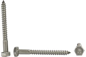 CHENANGO SUPPLY Stainless 1/4 x 2-1/2" Hex Lag Screw (1" to 5" Lengths Available in Listing), 18-8 Stainless Steel, 50 Pieces (1/4 x 2-1/2")