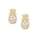 Hanloud Gold Hollow Pineapple Earrings Cute Unique Fruit Jewelry Design for Women and Girl