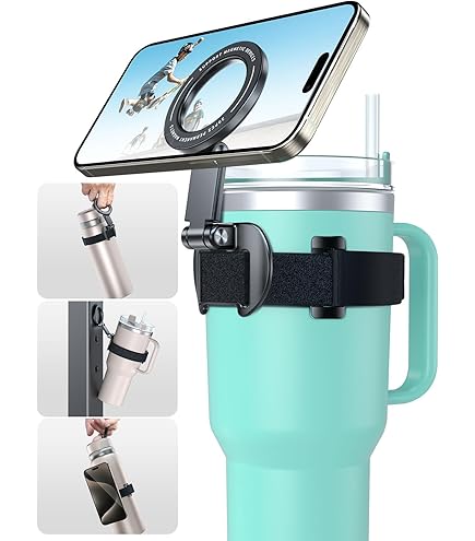 Magcheer Insulated Magnetic Water Bottle - Reusable Stainless Steel Bottle With MagSafe Compatible Phone Holder - Keeps Cold For 24 Hours - Perfect For Gym, Sports, And Travel - Black 32oz - View #3