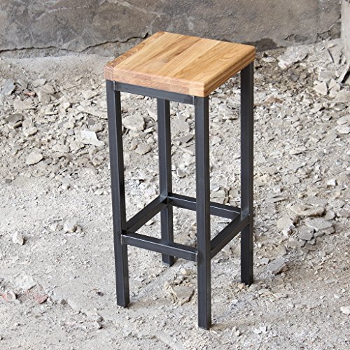 BestLoft.de Bartisch Bartonville Industriedesign Loft (1 Set: 120er Tisch + 4 Hocker New York, Eiche Natur) – Bild 4