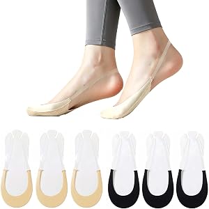WDKLSD Women No Show Socks with Sling Ultra Low Cut Liner Socks with Half Foot Cushion for Slim Feet Loafers Flats Heels 4-8