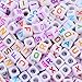 Pandahall 50g/250pcs Mixed Color Acrylic A-Z English Letter Alphabet Cube Beads DIY Word Message Bracelet Spacer Charm Jewelry Makings 6x6mm