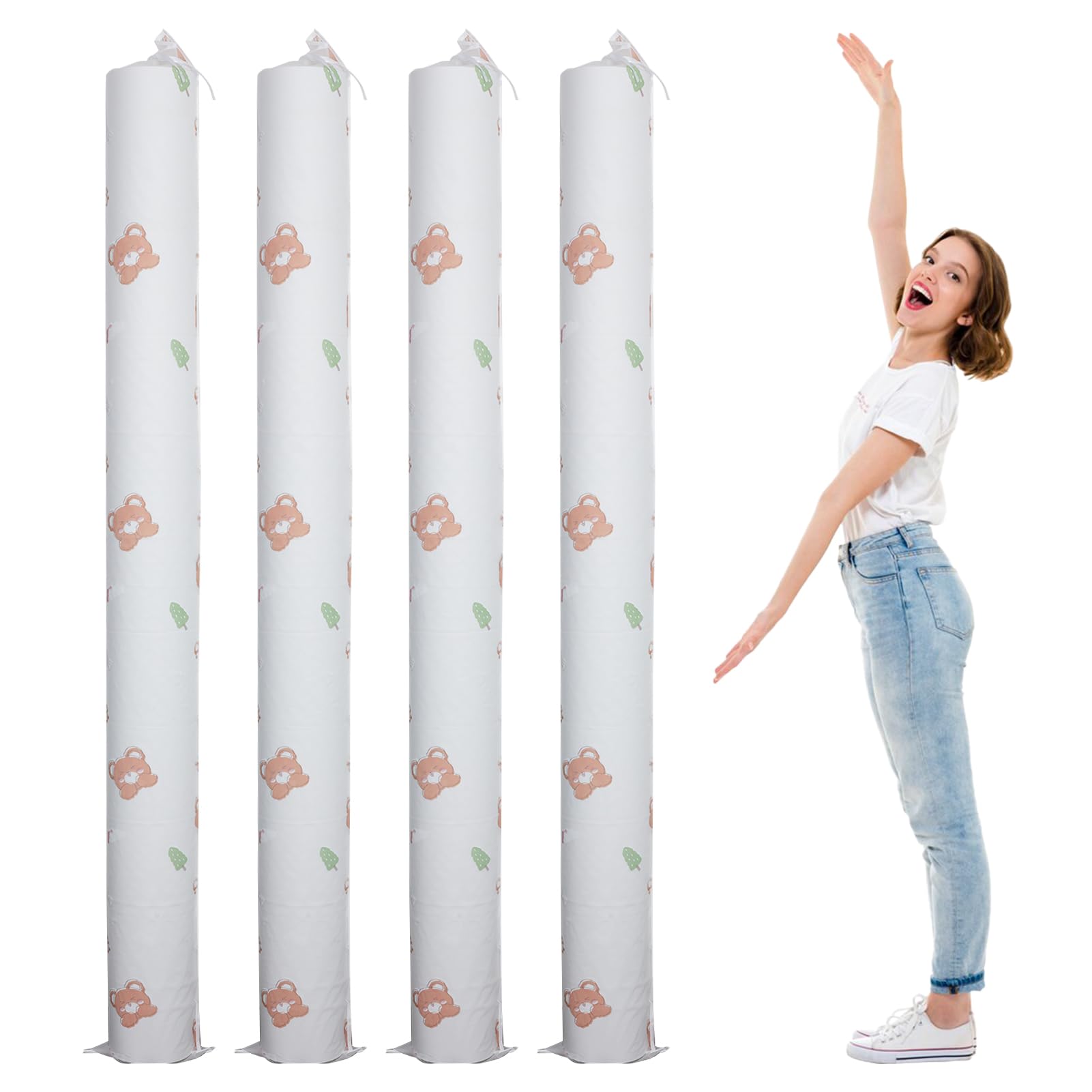 NICENEEDED 4 Pcs Printed Pattern Protection Carpet Bag, Large Rug Storage Bag Fits Rug up to 5.9'x 6.5', Dustproof Rug Pouch Moving Bag for Indoor Outdoor Carpet Storage Moving Packing Shipping