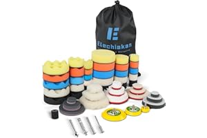 ELECHIAKAN 78PCS Drill Polishing Buffing Pads Kit with Buffer Polisher Attachment, 1/2/3 Inch Car Polishing Detailing Wheels for Dremel Air Mini Polisher Sander, Headlights Restoration Pad for Waxing Cleaning