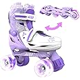 Yvolution 4 Adjustable Sizes Roller Skates Light Up Wheels for Girls Boys for Kids Inline and Quads Kids Skates (12-2 or 3-6 US)