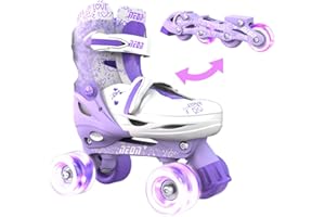 Yvolution 4 Adjustable Sizes Roller Skates Light Up Wheels for Girls Boys for Kids Inline and Quads Kids Skates (12-2 or 3-6 US)
