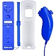 QUMOX Wii Nunchuck Remote Controller with Motion Plus Compatible with Wii Console | Wii Remote Controller with Shock Function (Dark Blue)