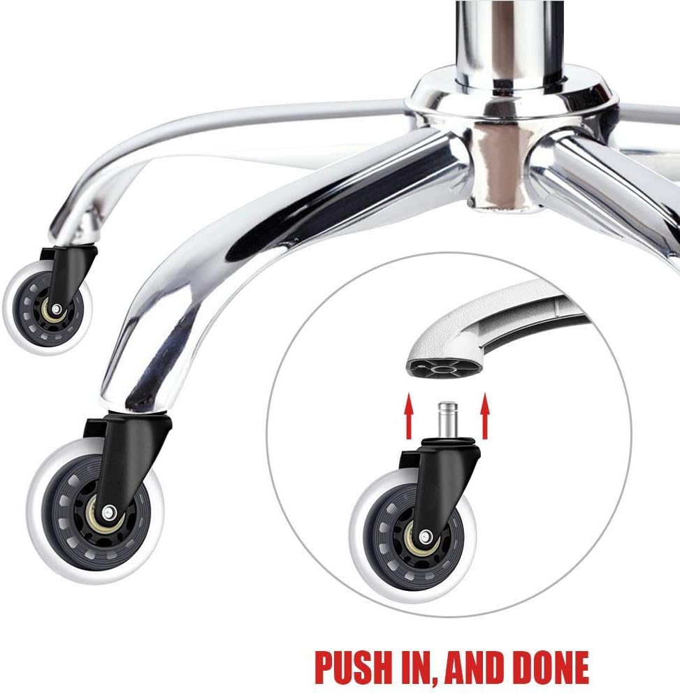 5 Pack Office Chair Caster Wheels - Heavy Duty & Floor Safe Office Chair Wheels fit Gaming Computer Desk Chairs, Replacement Rubber Caster : Office Products
