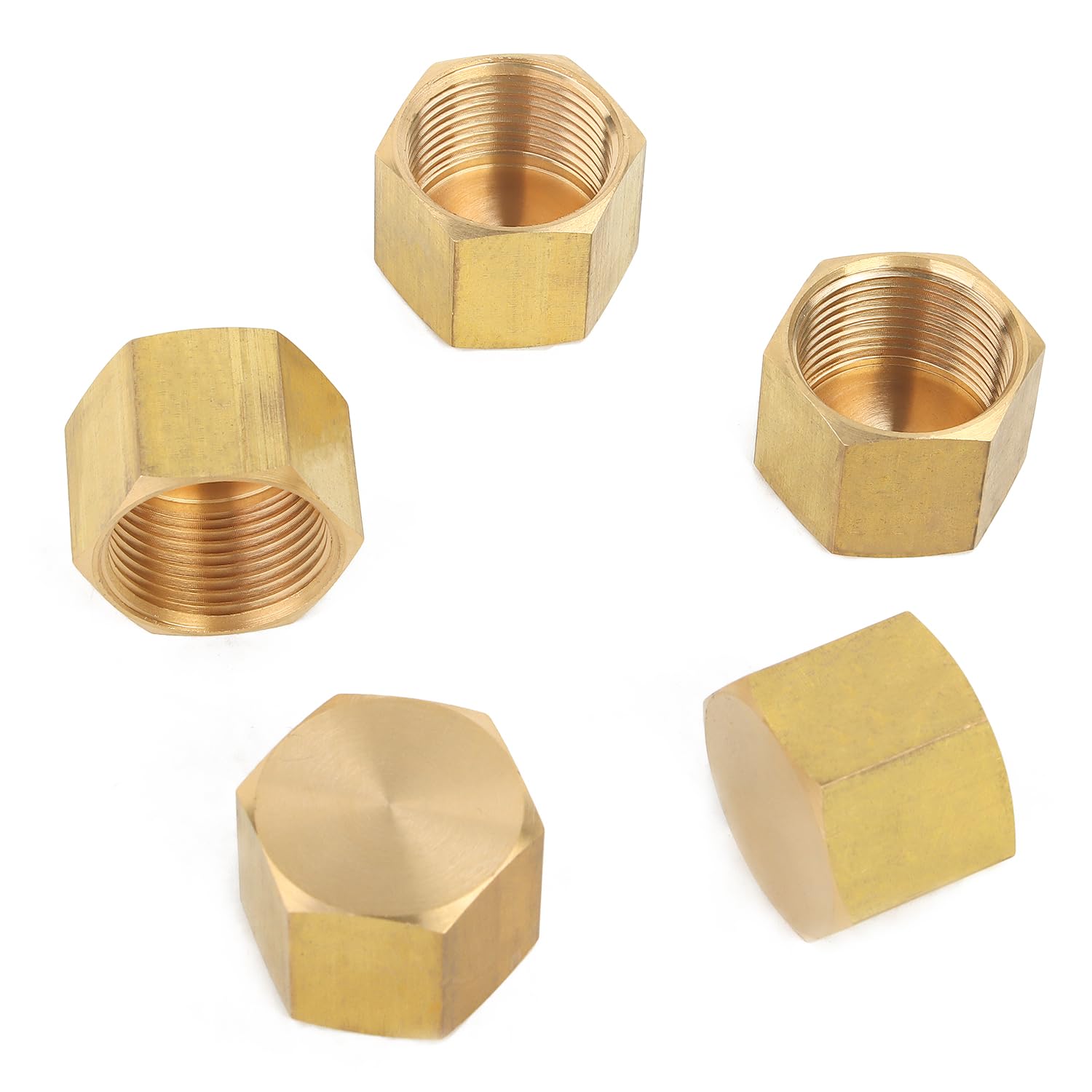 LTWFITTING Brass BSP Pipe Cap Fittings 3/4-Inch BSPP Air Fuel Water Boat (Pack of 5)